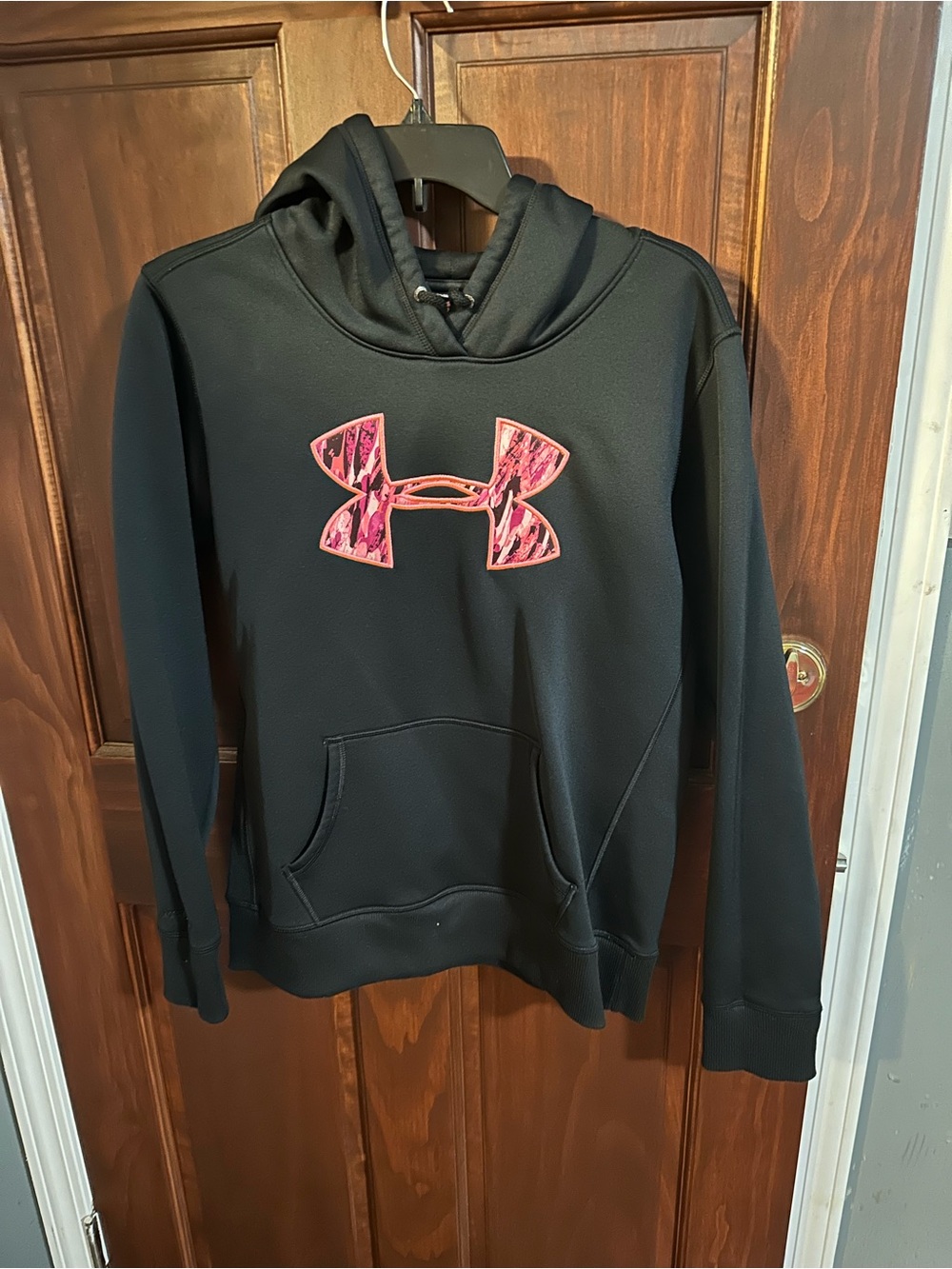 Under Armour Black Hoodie with Pink Patterned Logo